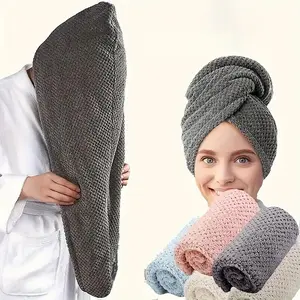 Super Absorbent Microfiber Hair Towels, 300GSM Soft Quick-Dry Hair Drying Cap for Normal Hair, Unscented Curl Enhancing Textured Hair Wrap Turban, Easy Button-Fastening Design for Bathroom Accessories