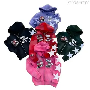 Retro Punk Zip-Up Hoodie? C Oversized Hip-Hop Streetwear Sweatshirt for Men and Women