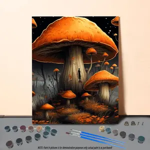 Fantasy Mushrooms Pattern DIY Oil Painting Without Frame, DIY Paint By Number Hanging Kit For Beginner, DIY Home Decor
