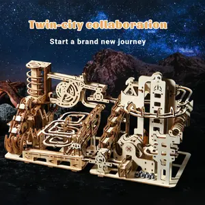 Adult 3D Wooden Spiral Walkway Marble Run Assembly Kit, DIY Mechanical Model Building Set, Educational Puzzle Desktop Toy,Space Labyrinth Mechanical Model Kits Birthday Gift for Teens Aged 14 and up, All-new Upgraded Deluxe Edition