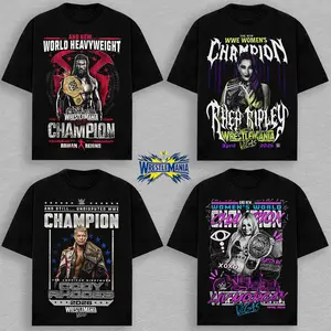 WWE WrestleMania Champion Shirt Collection – Roman Reigns Cody Rhodes Rhea Ripley Liv Morgan Wrestling Graphic T-Shirt for Fans