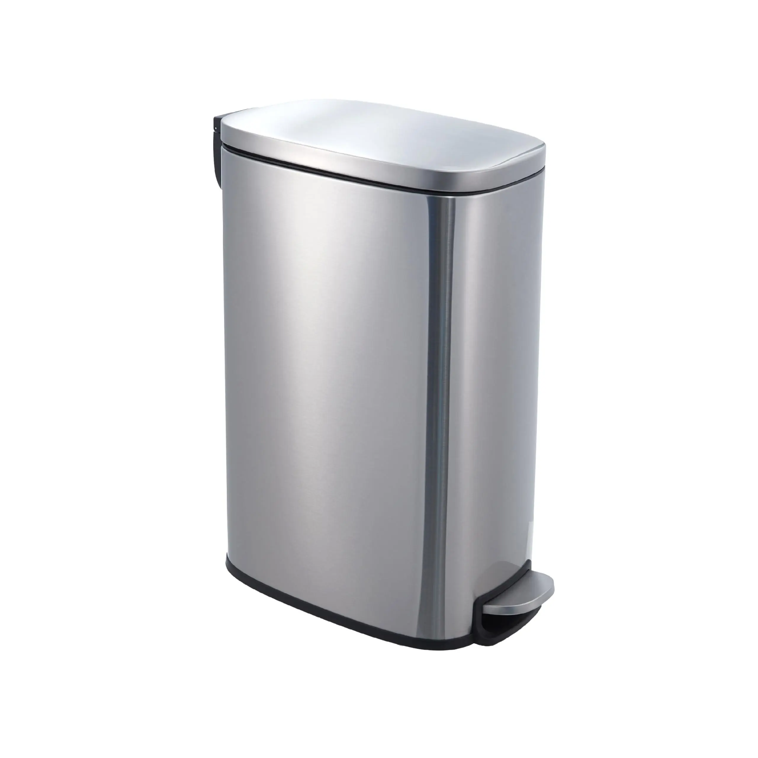 Garvee 13 Gallon Stainless Steel Indoor Recycling Bin with Removable Inner Bucket, Soft-Close Step Pedal Lid, Fingerprint Resistant, Narrow Design for Kitchen, Bathroom, and Office Use