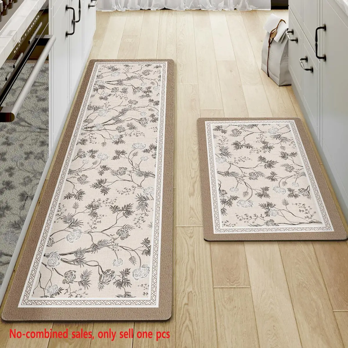 Floral Print Kitchen Mat, 1 Count Non-slip Kitchen Rug, Comfortable Floor Mat, Home Decorative Mat for Living Room, Bedroom, Bathroom, Runner Carpets