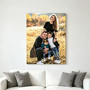 Personalized Pine Frame Canvas Poster, Custom Family Photo Wall Art, Love Theme Home Decor, Unique Gift for Couples & Friends