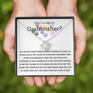 Will You Be My Godmother Necklace Gift For Future Godmother Gift Box Set, Godmother Gift, Godmother Proposal, Fairy Godmother Necklaces styles On Birthday, Xmas with Message Card & Box