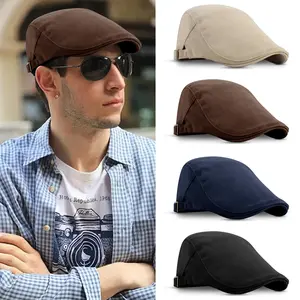 Men’s Solid Cotton Adjustable Beret – Ivy Golf Driving Flat Cabbie Newsboy Hat for Daily Commute & Outdoor Activities
