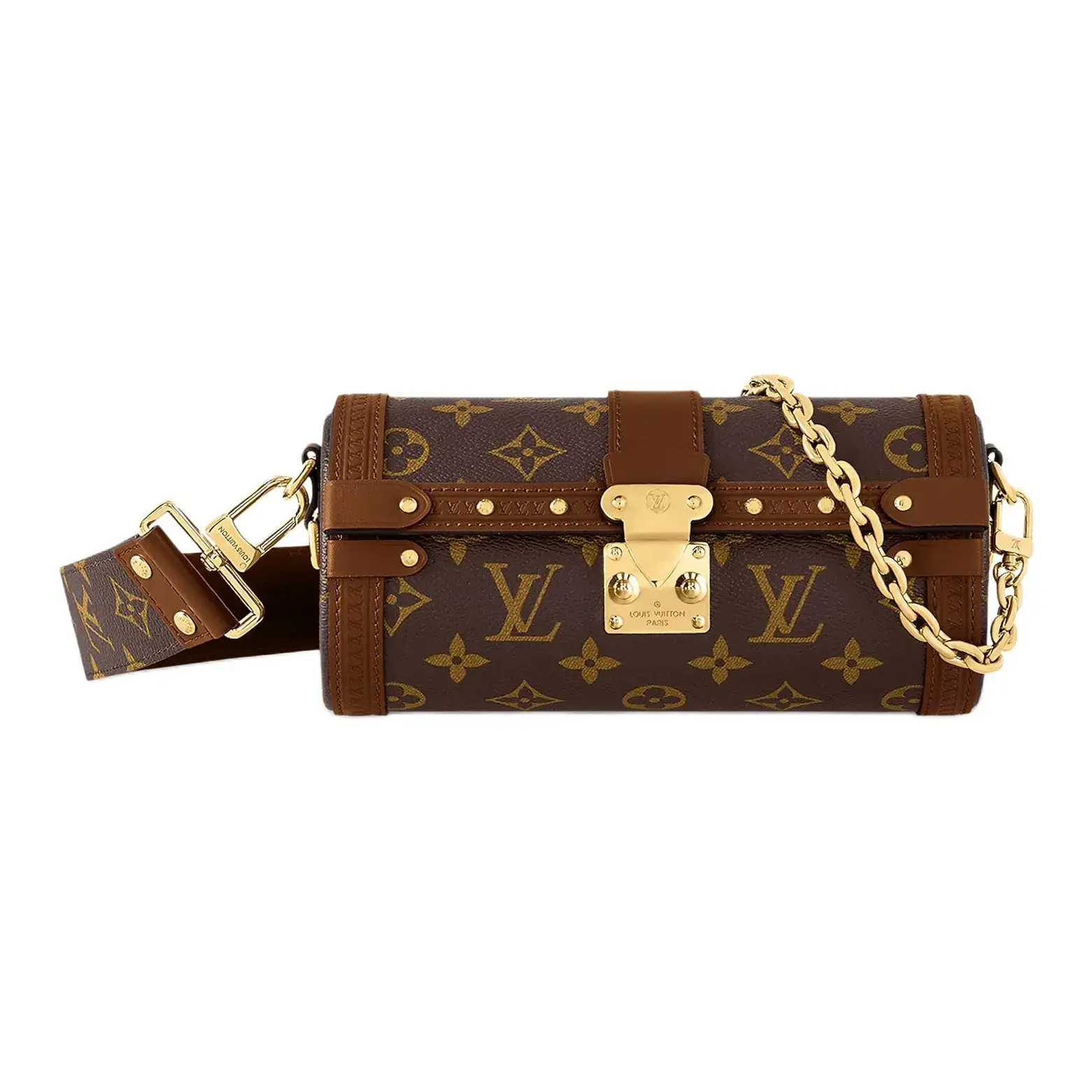 Pre-owned Louis Vuitton Canvas Crossbody bags Papillon Trunk Monogram Handbag with Natural Cowhide Trim and Gold Tone Hardware