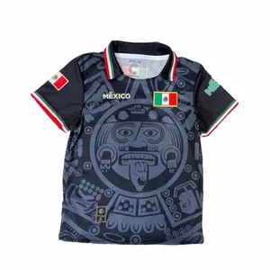 Mexico Black Jersey Azteca Calendario Slim-Fitting Design with Authentic Mexican Flag Details for Cultural Events and Gatherings Jersey