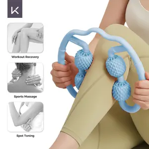 KEEP Circular Massager 360 degree 4 Wheels Muscle Roller for Leg, Neck, Hand, Arm, and Shoulder Massage Relaxer
