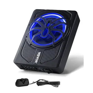fathersdaygift VEVOR 10 440W Underseat Car Subwoofer, Slim Powered Car Subwoofers with Blue Ambient Light, Low Profile Audio Sub Under the Seat with Built-in Amplifier, Remote Controller for SUVs, Car, Truck, RV