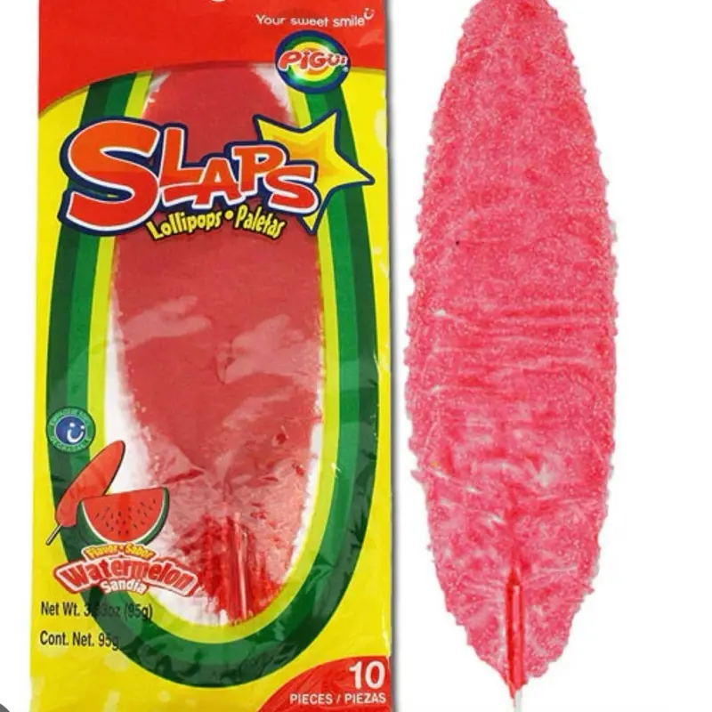 Watermelon-Flavored Slaps Candy Lollipops