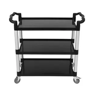 GARVEE 3-Shelf Rolling Utility Cart,  Service Cart Push Cart 500 Lbs for Restaurant Supermarket Carry or Transfer Items