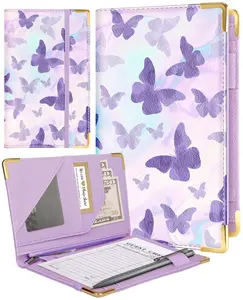 Server Book Organizer for Waitress Lavender Waiter Serving Waiter Checkbook Buttefly Design