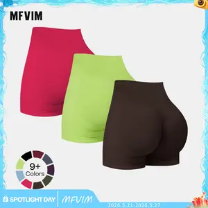 MFVIM Women's High Waisted Stretch Knit Shorts - Creamy Soft Athletic Thigh Slimmer Workout Impact Shorts for Lounging, Fitness