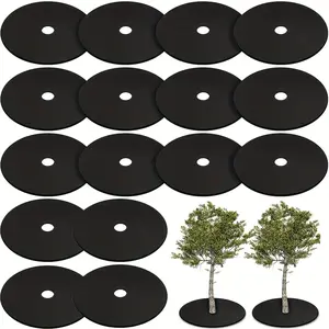 Reusable Tree Cover Mulch 15 Packs Non-Woven Fabric 5.9 Inches for Weed Control Root Protection Indoors Outdoors 2mm Thick Black Geometric PET PP Potato Grow Bags Planting Bag