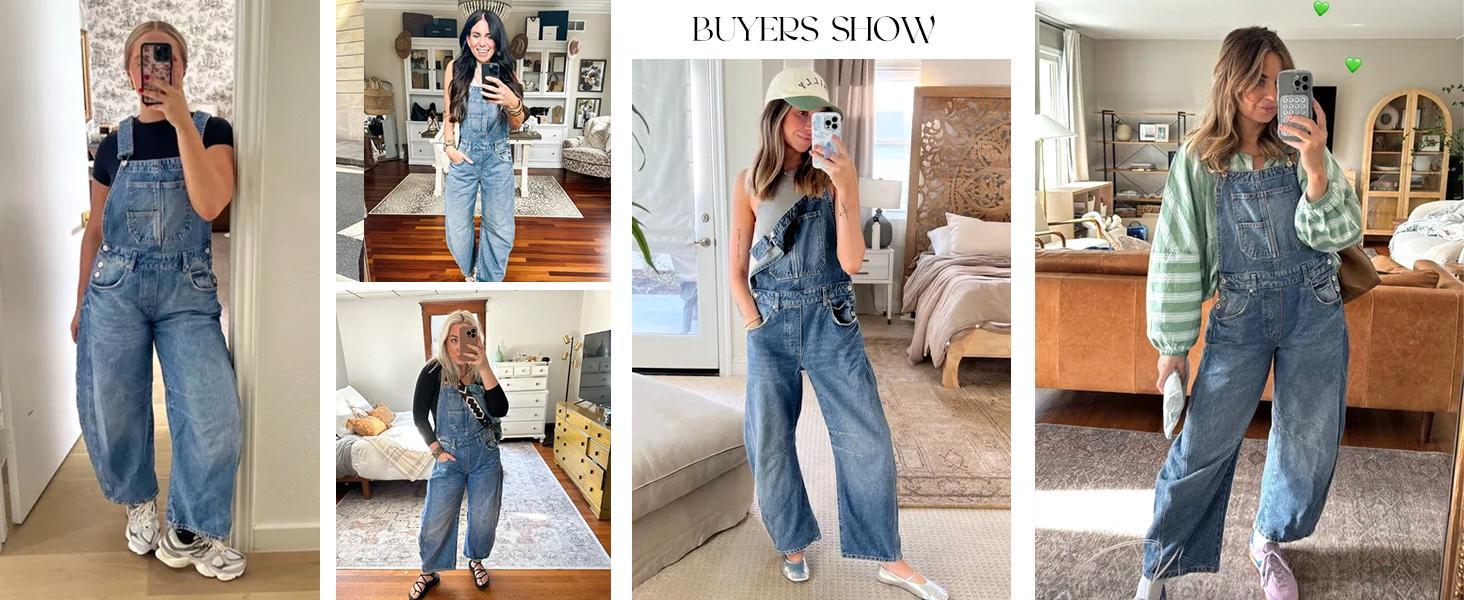 Imily Bela Womens Denim Bib Overalls Barrel Leg Adjustable Strap Jean Pants Jumpsuits with Pockets Womenswear Style Imily Bela Womens Denim Bib Overalls Barrel Leg Adjustable Strap Jean Pants Jumpsuits with Pockets Womenswear Style
