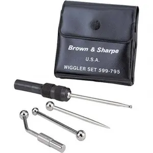 TESA Brown & Sharpe 4-Piece Mechanical Single-End Center Finding Set - 0.25 in Head Diameter, Ball Tip, Conical & Disc Head Types, 4 Attachments, Case, Holder (599-795)