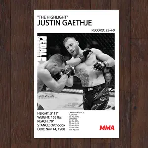 Justin Gaethje Poster, Justin Gaethje MMA Print, Mixed Martial Arts Artistic Decor
