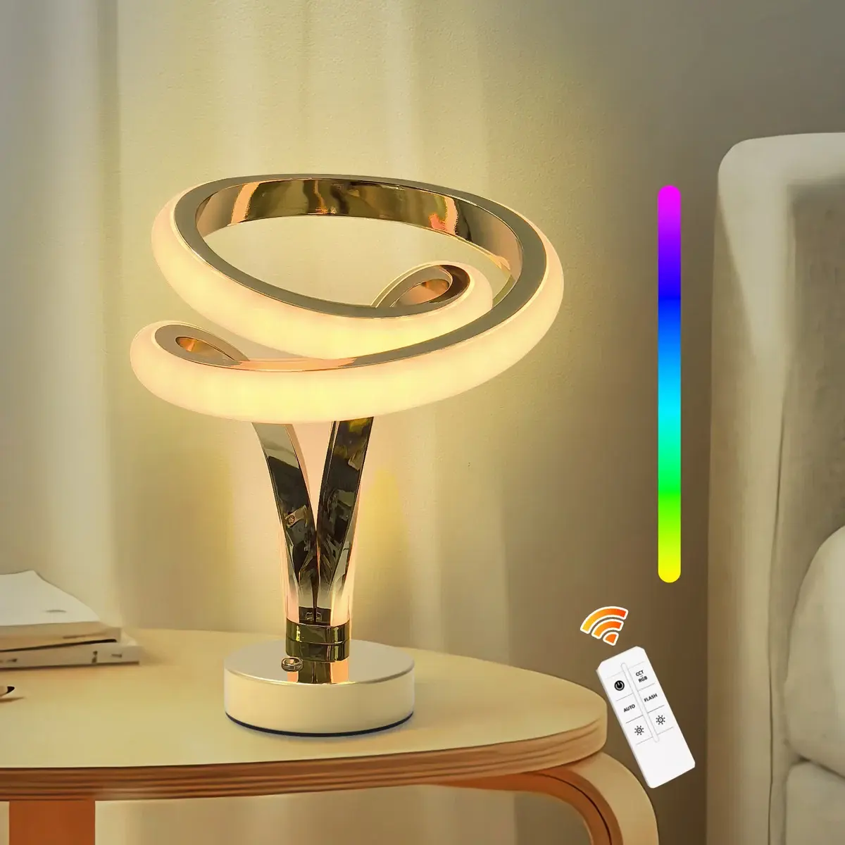Decorative Table Lamp, Modern RGB LED Interior Mood Light with Touch Control, Dimmable Adjustable Lights, 7 Color Modes for Living Room, Bedroom, Interior Led Lights, Led Mood Lighting
