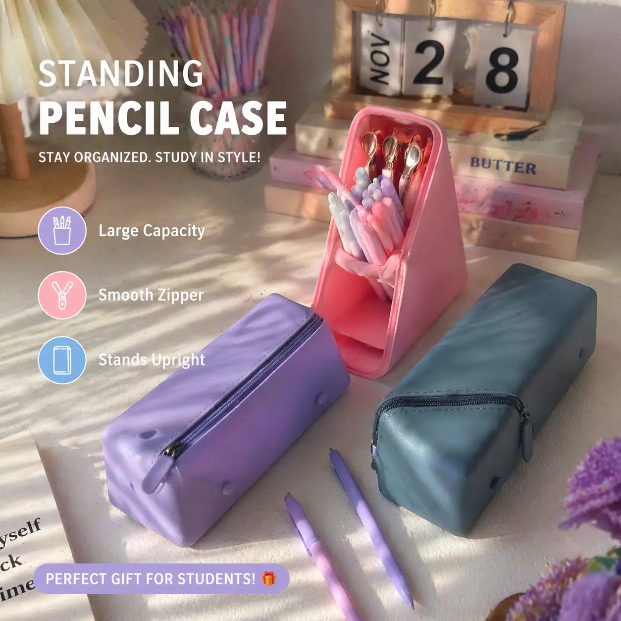 Silicone Card Case Pouch – Minimalist Pink Zipper Wallet