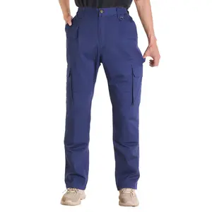 summervibes VEVOR Men's Flame-Resistant Cargo Pants, 9 oz 100% Cotton Menswear, Multi-Pockets, Elastic Waist, Reinforced Tear-Proof Stitching, Ideal for Welding Work & Casual Wear, L Size, Dark Blue