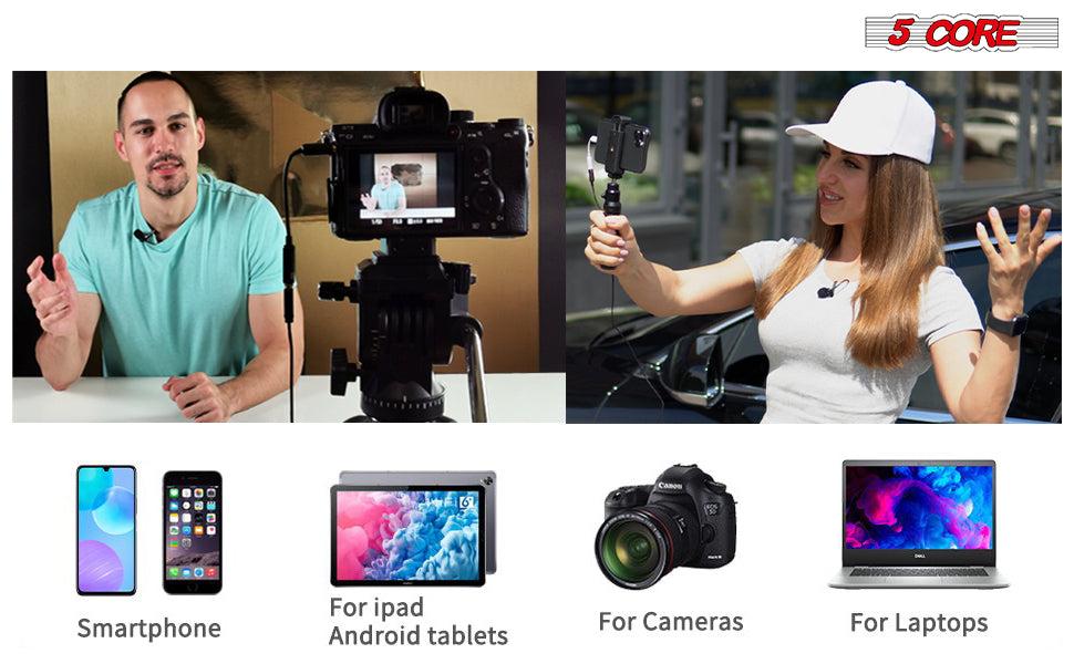 5 Core Microphone 2 Pc Professional Lavalier Mic Wearable Omnidirectional 3.5mm Body Lapel Mics