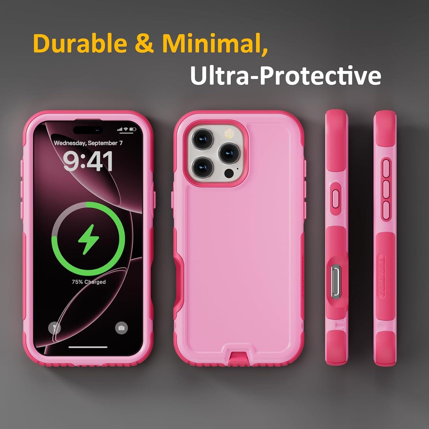 Dual-Layer Durable Phone Case for iPhone 16 Pro Max, 15, 14, 13 - Magnetic Wireless Charging Compatible, Heavy-Duty Shockproof Anti-Drop Automatic Phone Accessories