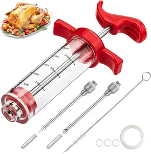 Meat Injector Syringe,1-Oz Plastic Marinadeturkey Injector Kit,2 Marinad Needles
