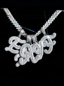 Unisex Letter Pendant Necklace, Durable Brass Zirconia Daily Accessory Jewelry, Stylish Alphabet Charm for Men & Women, Bling Necklace