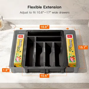 Multifunctional Expandable Cutlery Tray Holder - Adjustable Drawer Organizer for Silverware, Knives & Spoons with Labels - Organize Kitchen, Bedroom or Living Room Drawers - Perfect for Messy Drawers - Ideal Gift for Housewarming or Kitchen Organization