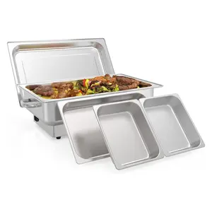 9QT Electric Chafing Dish Buffet Set - Stainless Steel Food Servers & Warmers with 1 Full & 2 Half-Size Pans, Temperature Control for Catering & Parties