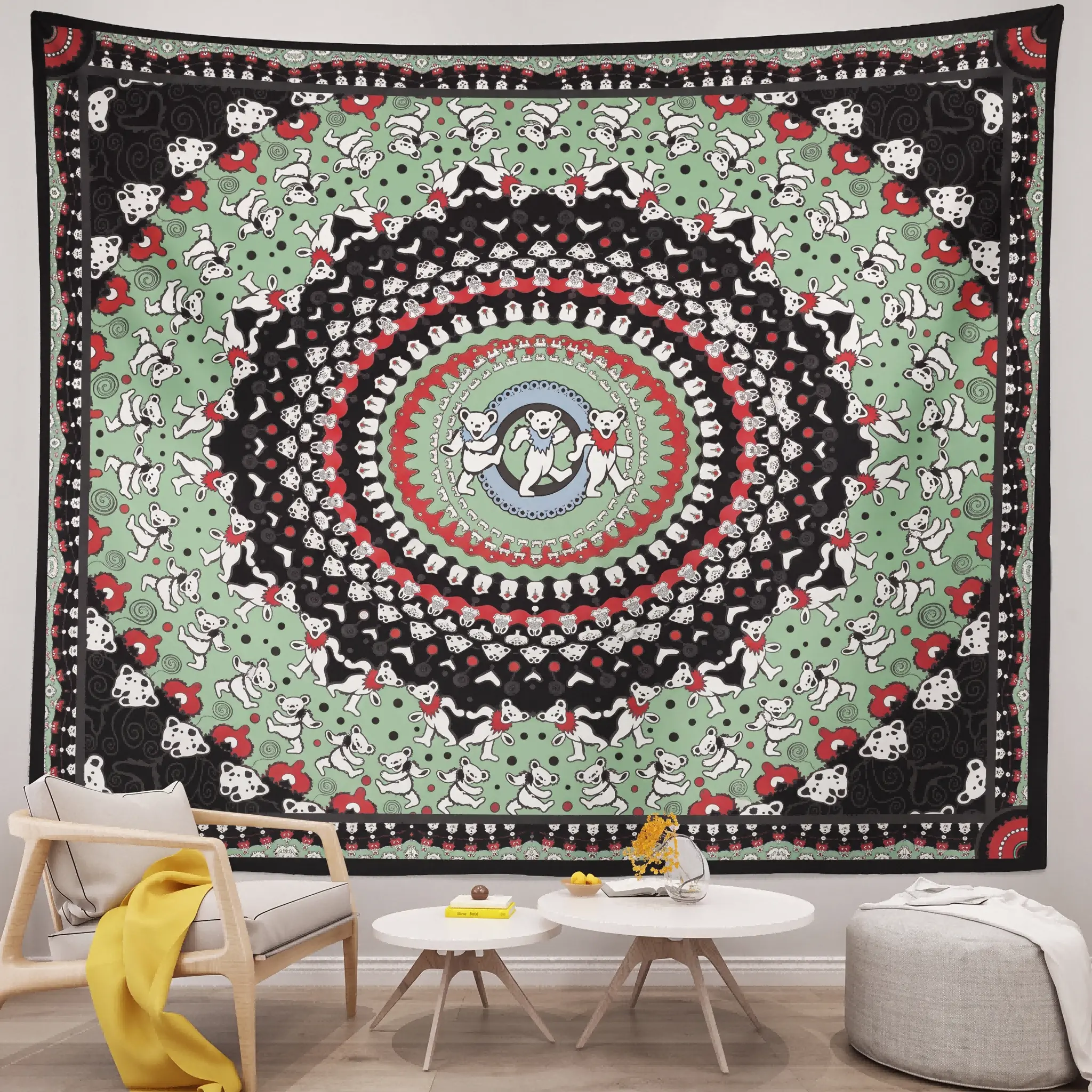 Grateful Dead Dancing Bear Tapestry, 60x40 in Colorful Wall Fill for Living Room, Room Wall Decor with Size Label 230627, Home Supplies Gift