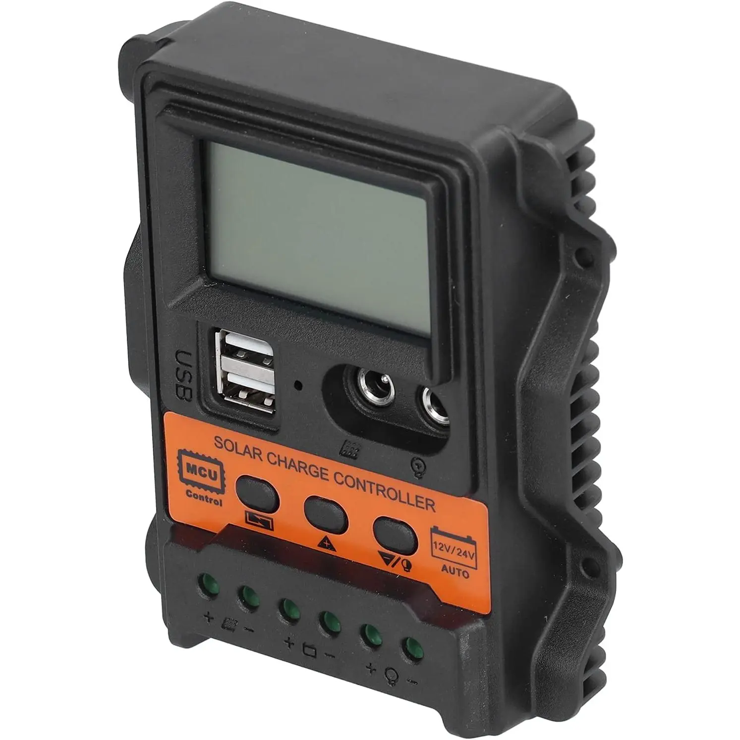 Industrial Grade MCU Control Solar Panel Charge Controller - 12V/24V Auto Mode, 2.5A USB Output, 3-Stage Charging Management, 4.4*4.9in Large LCD Screen, Anti-Backflow Circuit, Self-Recovery, Ultra-Low Heat Generation for RV, Home Use