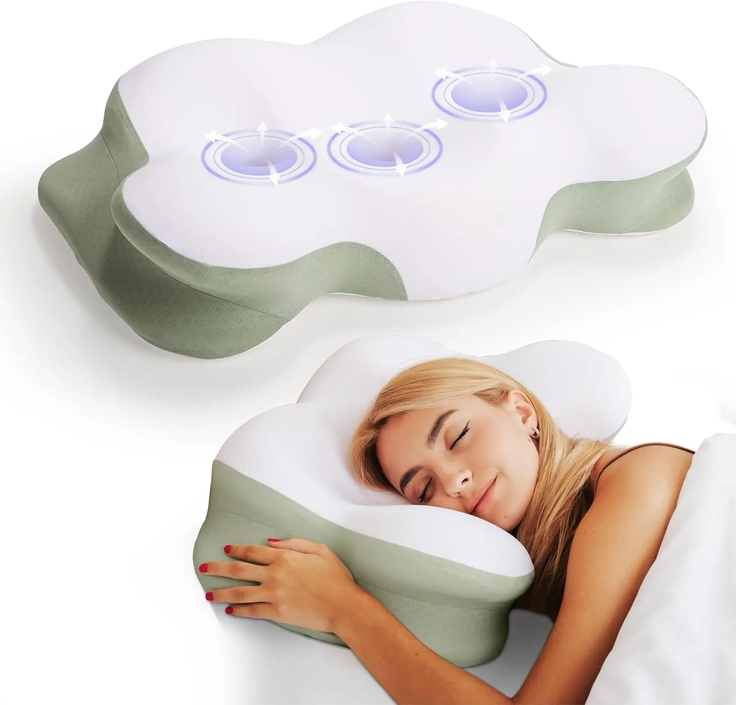 Vella - Memory Foam Cervical Pillow for Neck Pain Relief – Ergonomic Contour Cooling Technology, Premium CertiPUR-US Neck Support Pillow for Side, Back & Stomach Sleepers
