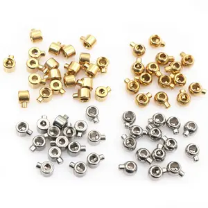 10pcs Gold Color Stainless Steel Stopper Beads Crimp End Beads for Wire Stopper Rondelle Beads Diy Jewelry Accessories