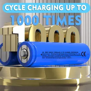 18650 Battery 1200mah, 3.7v High Capacity Flat Top Lithium Ion, Rechargeable for Flashlights, Cameras, Fans, Clocks, RC Cars, Electronics