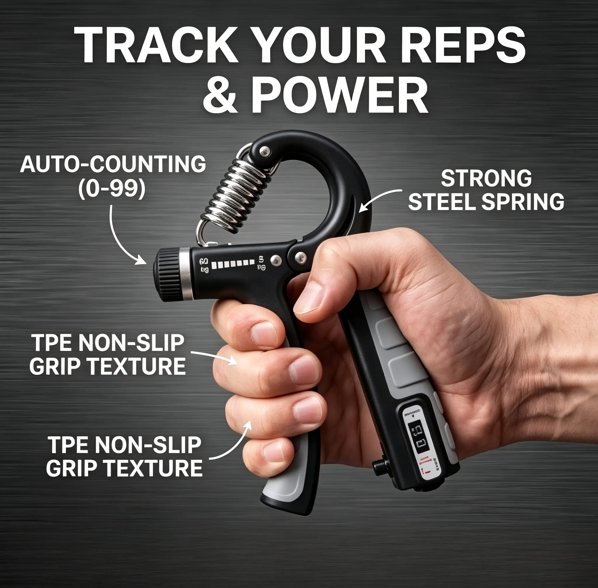 Smart Counting Hand Grip Strengthener Adjustable Resistance Trainer, Non Slip Forearm Exerciser for Muscle Building, Daily Hand Workout Equipment for Home Gym Fitness, Heavy Duty Gripper for Athletes Overall Grip Strength Training Multi-Functional Kit lb
