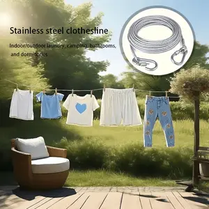 Stainless Steel Clothesline, Anti-Drop Wire Rope, Coated Safety Rope, Hooks, 3 Sizes 10m/5m/3m, Multi-Function, Pet Leash