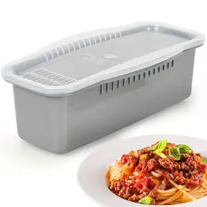 Microwave Pasta Cooker with Strainer Lid - Quick and Easy Cooks 4 Servings Spaghetti Cooker - No Sticking or Waiting For Boil - Perfect Make Pasta Every Time - For Dorm, Kitchen or Office - Gray - 2.5 Quarts