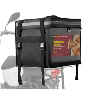 Insulated Food Delivery Bag for E-bikes/Scooters/Motorcycles 62L Waterproof with Magnetic Closure & 8 Cup Holders Perfect for Catering Restaurants & Delivery Drivers