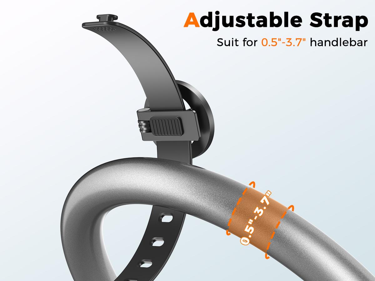 Stroller Magnetic  Phone Holder, , Magnetic Handlebar Mount, [Adjustable Silicone Strap], 17x N52 Strong Magnets, Fits Treadmills, Peloton, Shopping , Adjustable Strap, iPhone 12–17 & Android