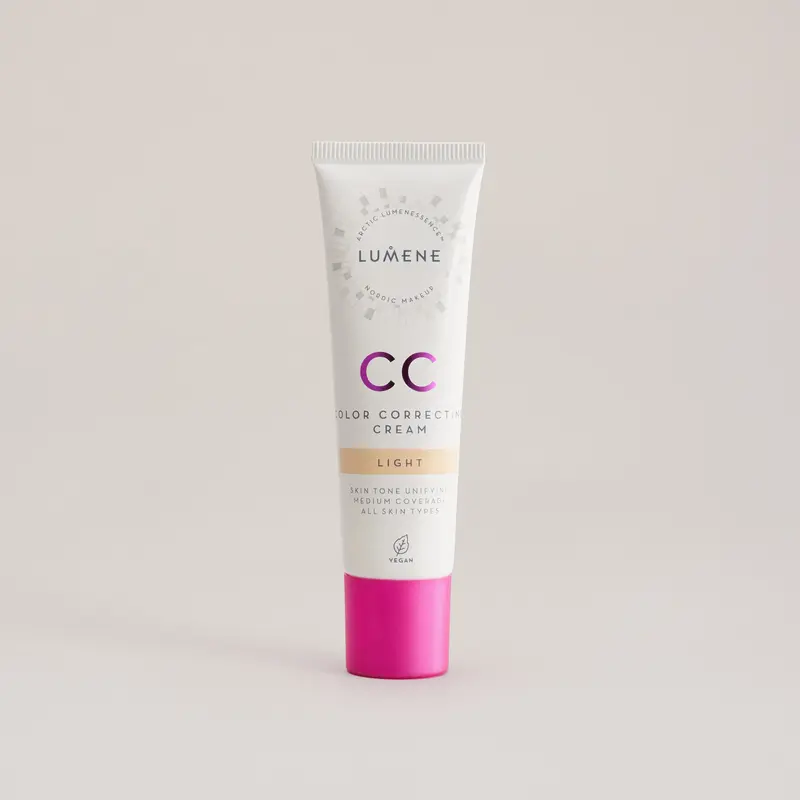 LUMENE CC Color Correcting Cream - Lightweight, Hydrating, Medium Coverage, Redness Reduction, Seamless Blend