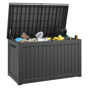 230-Gallon Lockable Resin Patio Storage Bin,Outdoor Storage Bin, Waterproof,  Ideal for Pool Accessories, Cushions, Furniture, and Gardening Tools, UV-Resistant, Outdoor Use, Black