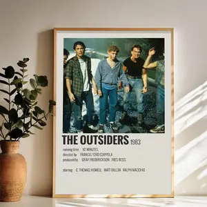 Movie Poster for The Outsiders (1983) Wall Art Vintage Black and White Art Posters Funky Aesthetic Canvas Prints Retro Bar Cart Decor for Bar Bedroom