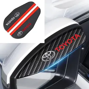2pcs Car Carbon Fiber Rain Eyebrow Rearview Mirror Visor Shade For   Rav4 CHR Yaris Prius Avensis Corolla Camry Highlander