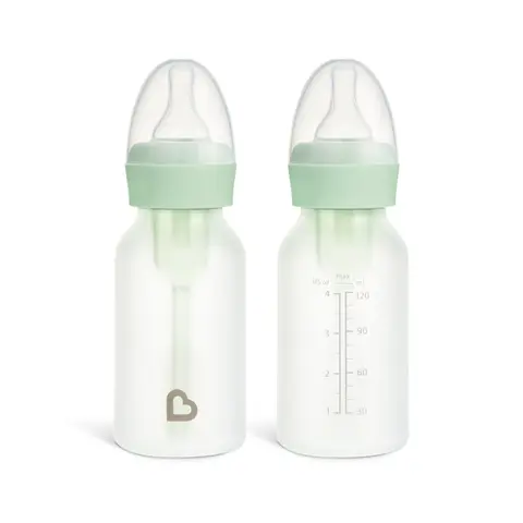 Munchkin Bond Silicone Glass Baby Bottle - Anti-Colic Feeding System with Natural Feel Nipple, 2pk