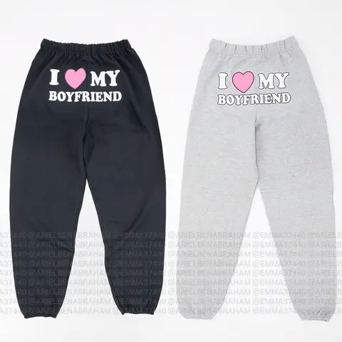 I Love My Boyfriend Sweatpants Pink Heart Valentine’s Day Gift