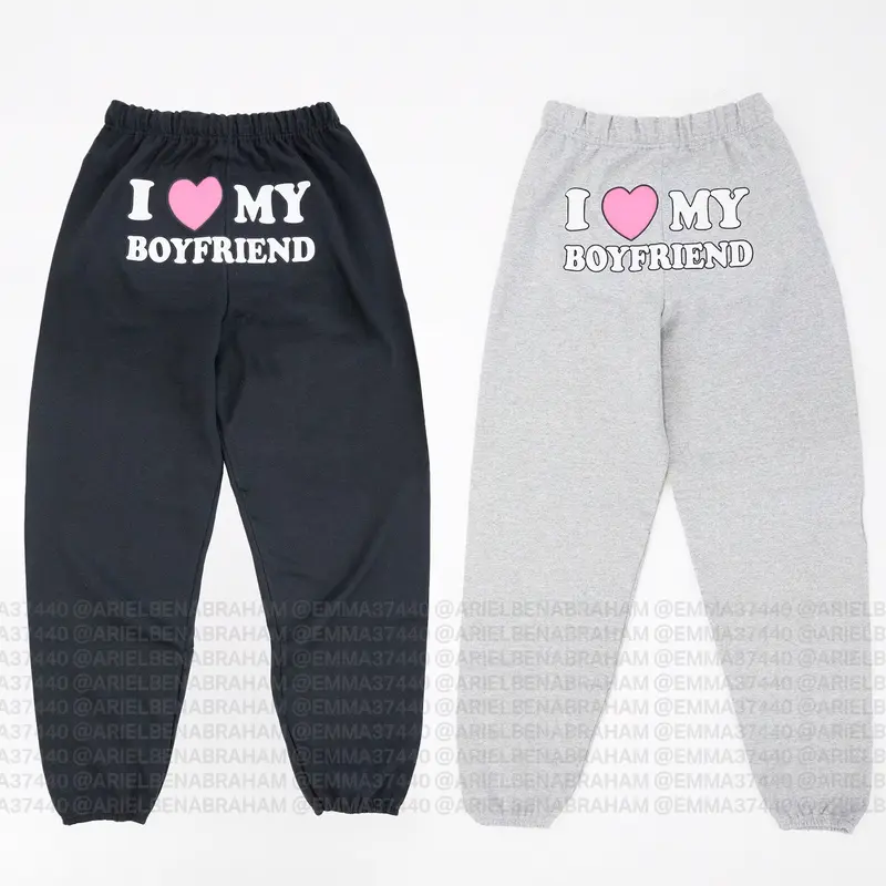I Love My Boyfriend Sweatpants Pink Heart Valentine’s Day Gift