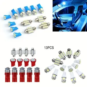 Boxed 13pcs T10 194 168 LED Lights Bulb Interior Package Kit For Car Dome interior Lamp Bulbs Lights Ice Blue Light/Red Light/Cold White Light