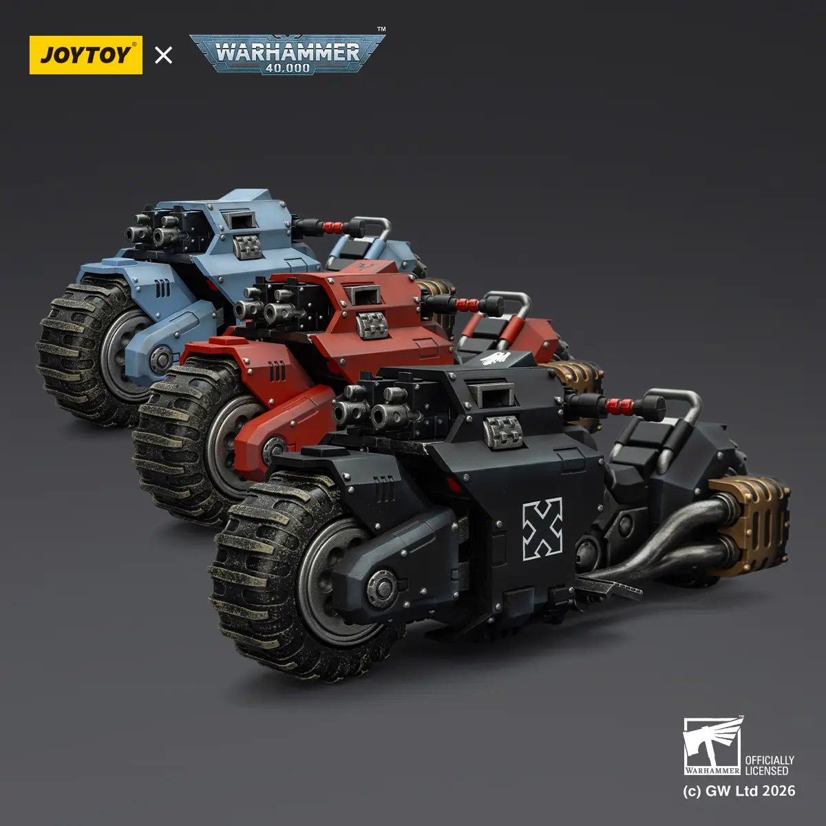 JOYTOY Warhammer 40,000 1/18 Action Figures Blood Angels Space Wolves Raven Guard Raiderpattern Combat Bike